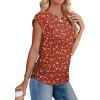 imageSAMPEEL Womens Summer Tops Trendy 2025 Ruched Cap Short Sleeve Tshirts Shirts Crew Neck T Shirts FashionUnique Irregular White Dots