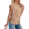 imageSAMPEEL Womens Summer Tops Trendy 2025 Ruched Cap Short Sleeve Tshirts Shirts Crew Neck T Shirts FashionUnique Orange Camouflage