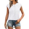 imageSAMPEEL Womens T Shirts Short Sleeve Pleated Dressy Casual Cap Sleeve Summer Tops BlousesAll White