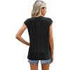 imageSAMPEEL Womens T Shirts Short Sleeve Pleated Dressy Casual Cap Sleeve Summer Tops BlousesBlack