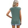 imageSAMPEEL Womens T Shirts Short Sleeve Pleated Dressy Casual Cap Sleeve Summer Tops BlousesDusty Green