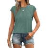 imageSAMPEEL Womens T Shirts Short Sleeve Pleated Dressy Casual Cap Sleeve Summer Tops BlousesDusty Green