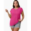 imageSAMPEEL Womens T Shirts Short Sleeve Pleated Dressy Casual Cap Sleeve Summer Tops BlousesHot Pink