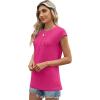 imageSAMPEEL Womens T Shirts Short Sleeve Pleated Dressy Casual Cap Sleeve Summer Tops BlousesHot Pink