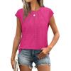 imageSAMPEEL Womens T Shirts Short Sleeve Pleated Dressy Casual Cap Sleeve Summer Tops BlousesHot Pink