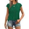 imageSAMPEEL Womens T Shirts Short Sleeve Pleated Dressy Casual Cap Sleeve Summer Tops BlousesKelly Green