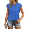 imageSAMPEEL Womens T Shirts Short Sleeve Pleated Dressy Casual Cap Sleeve Summer Tops BlousesKlein Blue
