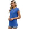 imageSAMPEEL Womens T Shirts Short Sleeve Pleated Dressy Casual Cap Sleeve Summer Tops BlousesKlein Blue