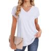 imageSAMPEEL Womens T Shirts V Neck Cap Short Sleeve Summer Tops Trendy 2025 Loose Casual Tshirts with PocketAll White