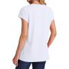 imageSAMPEEL Womens T Shirts V Neck Cap Short Sleeve Summer Tops Trendy 2025 Loose Casual Tshirts with PocketAll White