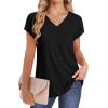 imageSAMPEEL Womens T Shirts V Neck Cap Short Sleeve Summer Tops Trendy 2025 Loose Casual Tshirts with PocketBlack