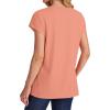 imageSAMPEEL Womens T Shirts V Neck Cap Short Sleeve Summer Tops Trendy 2025 Loose Casual Tshirts with PocketCoral