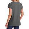 imageSAMPEEL Womens T Shirts V Neck Cap Short Sleeve Summer Tops Trendy 2025 Loose Casual Tshirts with PocketDark Grey