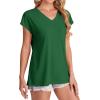 imageSAMPEEL Womens T Shirts V Neck Cap Short Sleeve Summer Tops Trendy 2025 Loose Casual Tshirts with PocketGreen