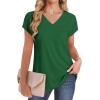 imageSAMPEEL Womens T Shirts V Neck Cap Short Sleeve Summer Tops Trendy 2025 Loose Casual Tshirts with PocketGreen