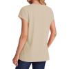 imageSAMPEEL Womens T Shirts V Neck Cap Short Sleeve Summer Tops Trendy 2025 Loose Casual Tshirts with PocketKhaki