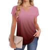 imageSAMPEEL Womens T Shirts V Neck Cap Short Sleeve Summer Tops Trendy 2025 Loose Casual Tshirts with PocketOmbre Burgundy