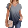 imageSAMPEEL Womens T Shirts V Neck Cap Short Sleeve Summer Tops Trendy 2025 Loose Casual Tshirts with PocketOmbre Grey
