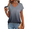 imageSAMPEEL Womens T Shirts V Neck Cap Short Sleeve Summer Tops Trendy 2025 Loose Casual Tshirts with PocketOmbre Grey