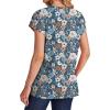 imageSAMPEEL Womens T Shirts V Neck Cap Short Sleeve Summer Tops Trendy 2025 Loose Casual Tshirts with PocketPattern Floral Blue