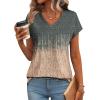 imageSAMPEEL Womens T Shirts V Neck Cap Short Sleeve Summer Tops Trendy 2025 Loose Casual Tshirts with PocketPattern Tie Dye