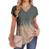 imageSAMPEEL Womens T Shirts V Neck Cap Short Sleeve Summer Tops Trendy 2025 Loose Casual Tshirts with PocketPattern Tie Dye