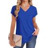 imageSAMPEEL Womens T Shirts V Neck Cap Short Sleeve Summer Tops Trendy 2025 Loose Casual Tshirts with PocketRoyal Blue