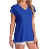 imageSAMPEEL Womens T Shirts V Neck Cap Short Sleeve Summer Tops Trendy 2025 Loose Casual Tshirts with PocketRoyal Blue