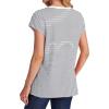 imageSAMPEEL Womens T Shirts V Neck Cap Short Sleeve Summer Tops Trendy 2025 Loose Casual Tshirts with PocketStriped Black White