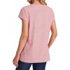 imageSAMPEEL Womens T Shirts V Neck Cap Short Sleeve Summer Tops Trendy 2025 Loose Casual Tshirts with PocketStriped Pink