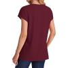 imageSAMPEEL Womens T Shirts V Neck Cap Short Sleeve Summer Tops Trendy 2025 Loose Casual Tshirts with PocketWine Red