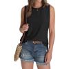 imageSAMPEEL Womens Tank Tops Eyelet Loose Casual Summer Tops Crew Neck Basic Sleeveless Shirts Trendy 2025Black