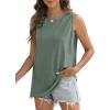 imageSAMPEEL Womens Tank Tops Eyelet Loose Casual Summer Tops Crew Neck Basic Sleeveless Shirts Trendy 2025Classic Green