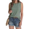 imageSAMPEEL Womens Tank Tops Eyelet Loose Casual Summer Tops Crew Neck Basic Sleeveless Shirts Trendy 2025Classic Green