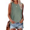 imageSAMPEEL Womens Tank Tops Eyelet Loose Casual Summer Tops Crew Neck Basic Sleeveless Shirts Trendy 2025Classic Green