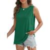 imageSAMPEEL Womens Tank Tops Eyelet Loose Casual Summer Tops Crew Neck Basic Sleeveless Shirts Trendy 2025Green