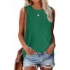 imageSAMPEEL Womens Tank Tops Eyelet Loose Casual Summer Tops Crew Neck Basic Sleeveless Shirts Trendy 2025Green