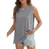 imageSAMPEEL Womens Tank Tops Eyelet Loose Casual Summer Tops Crew Neck Basic Sleeveless Shirts Trendy 2025Grey