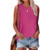 imageSAMPEEL Womens Tank Tops Eyelet Loose Casual Summer Tops Crew Neck Basic Sleeveless Shirts Trendy 2025Hot Pink