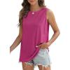 imageSAMPEEL Womens Tank Tops Eyelet Loose Casual Summer Tops Crew Neck Basic Sleeveless Shirts Trendy 2025Hot Pink