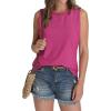imageSAMPEEL Womens Tank Tops Eyelet Loose Casual Summer Tops Crew Neck Basic Sleeveless Shirts Trendy 2025Hot Pink