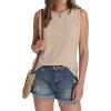 imageSAMPEEL Womens Tank Tops Eyelet Loose Casual Summer Tops Crew Neck Basic Sleeveless Shirts Trendy 2025Khaki