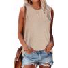 imageSAMPEEL Womens Tank Tops Eyelet Loose Casual Summer Tops Crew Neck Basic Sleeveless Shirts Trendy 2025Khaki