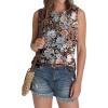 imageSAMPEEL Womens Tank Tops Eyelet Loose Casual Summer Tops Crew Neck Basic Sleeveless Shirts Trendy 2025Printblack Floral