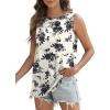 imageSAMPEEL Womens Tank Tops Eyelet Loose Casual Summer Tops Crew Neck Basic Sleeveless Shirts Trendy 2025Printblack Flower