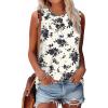 imageSAMPEEL Womens Tank Tops Eyelet Loose Casual Summer Tops Crew Neck Basic Sleeveless Shirts Trendy 2025Printblack Flower