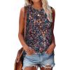 imageSAMPEEL Womens Tank Tops Eyelet Loose Casual Summer Tops Crew Neck Basic Sleeveless Shirts Trendy 2025Printblue Floral