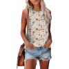 imageSAMPEEL Womens Tank Tops Eyelet Loose Casual Summer Tops Crew Neck Basic Sleeveless Shirts Trendy 2025Printblue Flower