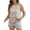 imageSAMPEEL Womens Tank Tops Eyelet Loose Casual Summer Tops Crew Neck Basic Sleeveless Shirts Trendy 2025Printblue Flower