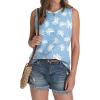 imageSAMPEEL Womens Tank Tops Eyelet Loose Casual Summer Tops Crew Neck Basic Sleeveless Shirts Trendy 2025Printblue Palm